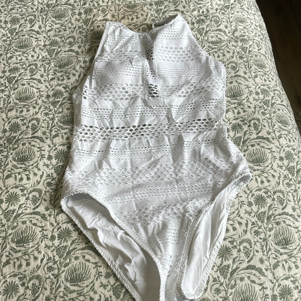 NWOT Blue Rod Beattie one piece swimsuit white size 8 - Picture 1 of 4
